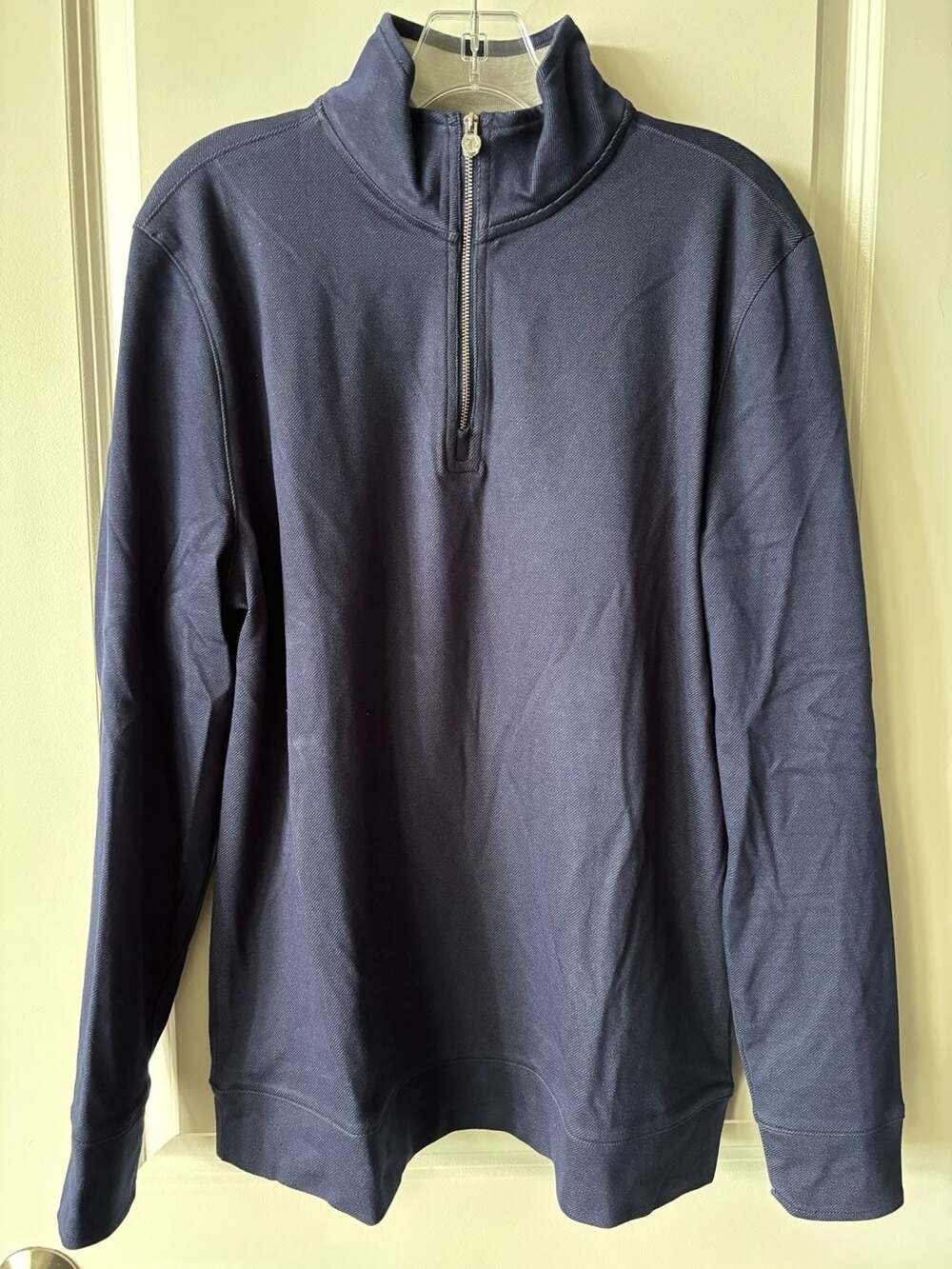 Twillory Men's Performance Fabric Tailored Fit Quarter Zip Pullover Denim Size L